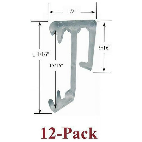 1" Single Slat CLEAR VALANCE CLIPS for Horizontal Wood or Mini Blinds (12-Pack)