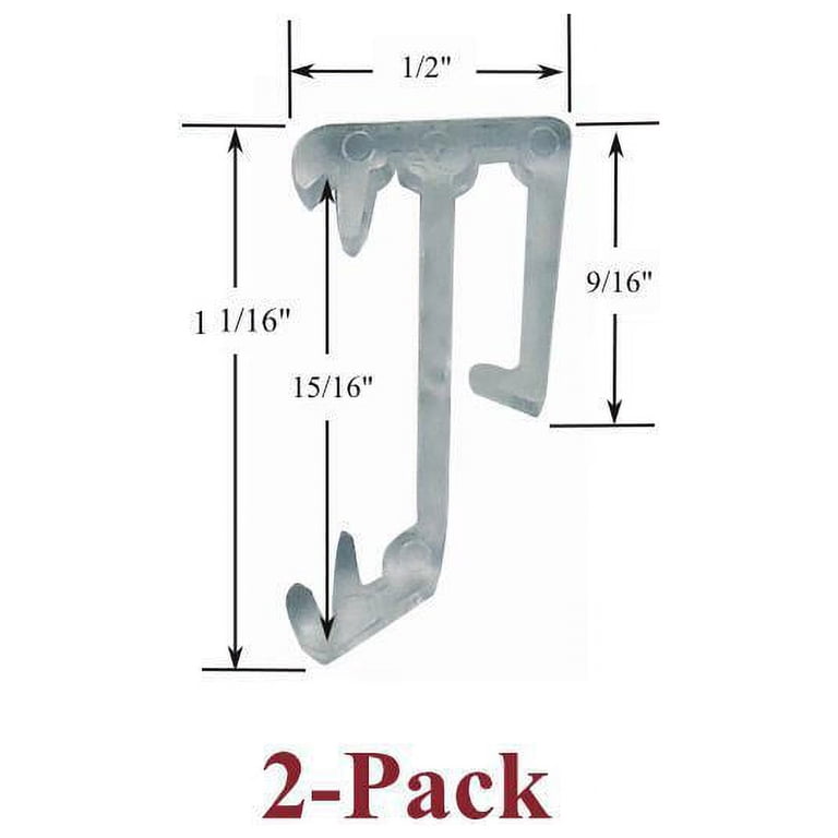 Hidden Channel Valance Clips - 2-1/8 Inch Clear Plastic Clips For Blinds With Rear Groove, 24 Pack
