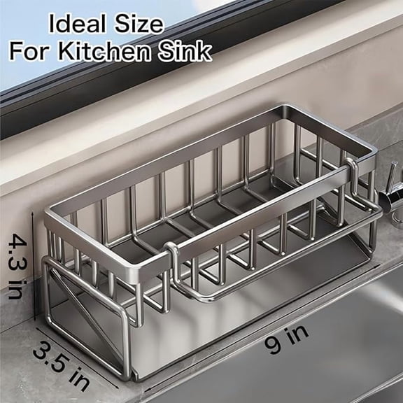 1 Sink Organizer With Drain Tray For Sponges & Cleaning Tools