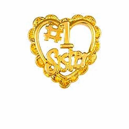 #1 Sister Gold Heart Pin