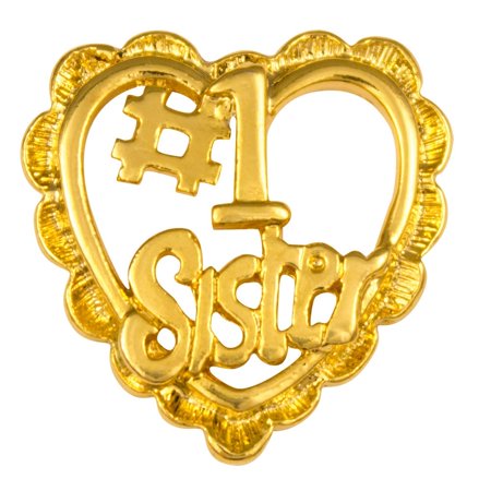 #1 Sister Gold Heart Pin