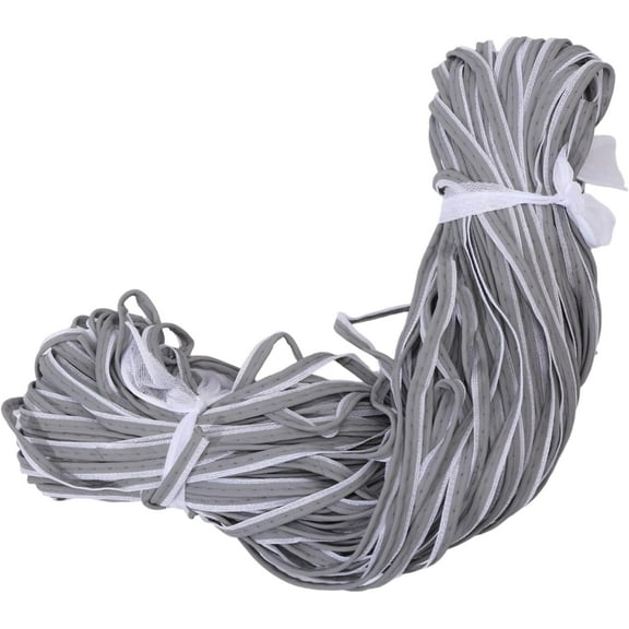 1 Skein 110 Yards Silver Reflective Piping Fabric Strip 1/4 inch Reflective Cotton Ribbons Clothing Sewing Trim for Clothing Fabric Strip Edging Braid Trim Sew