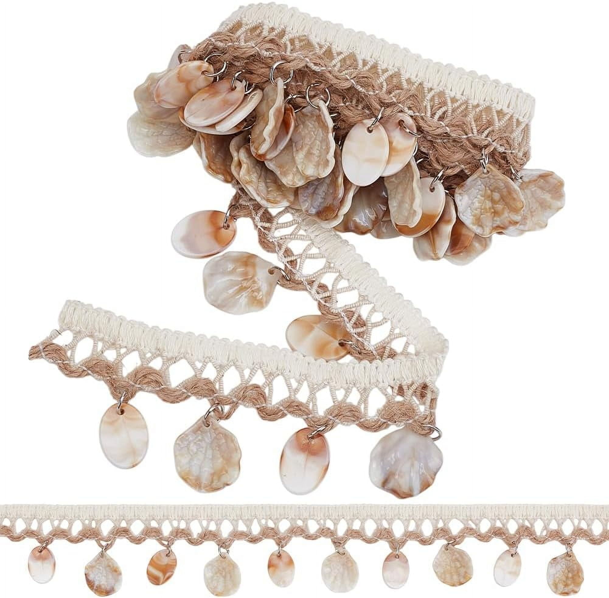 1 Skein 3 Yards Shell Fringe Trim Braid Lace Trim 1.46 inch Wide Shell ...