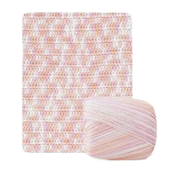 1 Skein Dye Lace DIY Knitting Yarn for Summer Hat, Pink & White