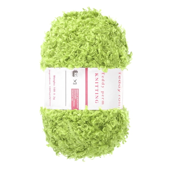 1 Skeins Eyelash Yarn Polyester Yarn Fur Soft Fluffy Chunky Yarn Fuzzy Eyelash Yarn Light Green for Crocheting Knit DIY Clothes Bag - 55Yard/50m, 3.53oz