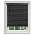 thumbnail image 1 of 1" Slats Cordless Window Blinds, 48L x 32W Inches Solid Pattern Light Filtering Vinyl Indoor-Outside Ceiling Mount Mini Blind, Manual Cordless Rollup Window Privacy Blinds, Black, 1 of 9