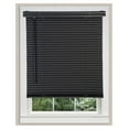 thumbnail image 1 of 1" Slats Cordless Window Blinds, 64L x 28W Inches Solid Pattern Light Filtering Vinyl Indoor-Outside Ceiling Mount Mini Blind, Manual Cordless Rollup Window Privacy Blinds, Black, 1 of 9