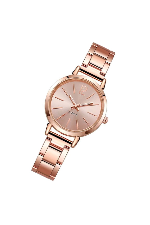 1. Sleek Rose Gold Women's Watch Lightweight Alloy Scratch-Resistant Crystal Face Versatility
