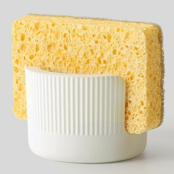 FacoFaco Plastic Round Quick Dry Dish Sponge Organizer for Kitchen & Bathroom Sink, White