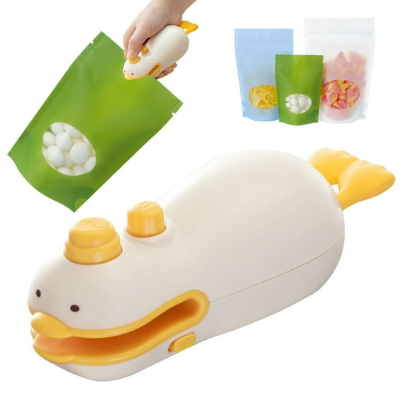 1*Small Mini Sealing Machine + 1*Data Line Clearance! Sealing Equipment Mini Bag Sealer 2025 New Cute Duck Design in Chip Bag Sealer with Cutter Usb Rechargeable Bag Sealer Heat Seal Portable