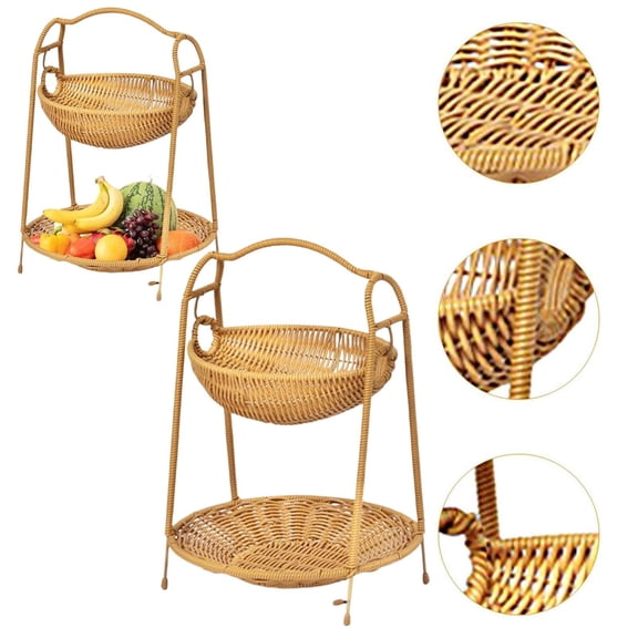 1 Snack Flower Basket Clearance! Handwoven Fruit Basket Organizer Fruit Bowl Decor Rustic Food Storage Basket Serving Tray for Kitchen Table Countertop Food Storage