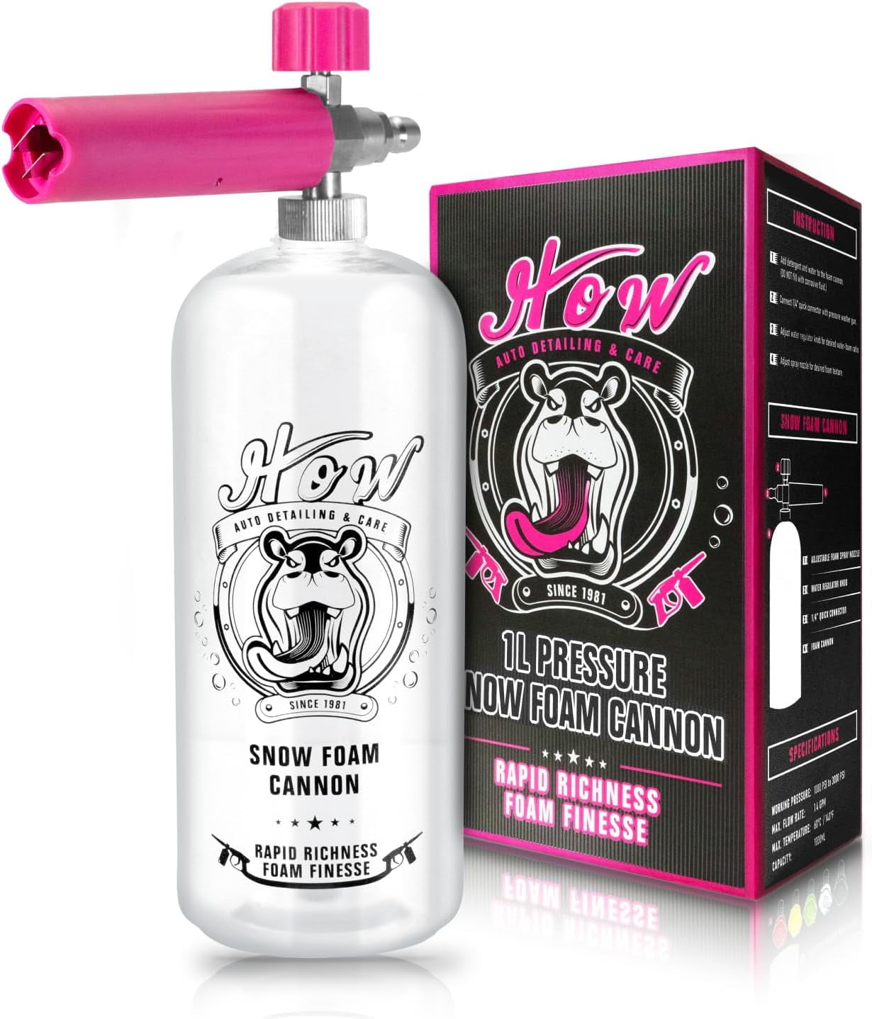 ..1 Snow foam sprayer, car foam spray, suitable for high-pressure washers, with 1/4 inch quick connector and adjustable nozzle