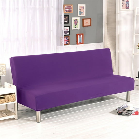 1*Sofa Cover Sofa Bed Cover Solid Color Futon Armless Slipcover Polyester Elastic Fabric All Inclusive Cover Sofa Cover