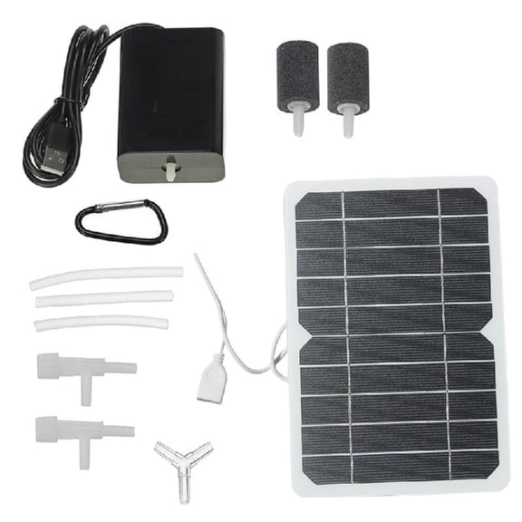 1. Solar 5W 5V with Bubble Stone for Aquarium Fish & Outdoor Pond Oxygenation