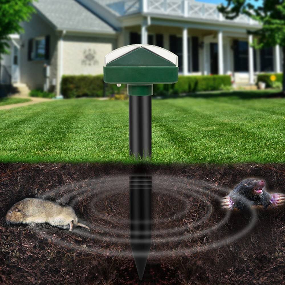 #1 Solar-Powered Mole, Vole, Gopher & Groundhog Repellent - Ultrasonic Stake Gets Rid Of Burrowing Animals From Lawn, Garden & Yard In 2 Weeks