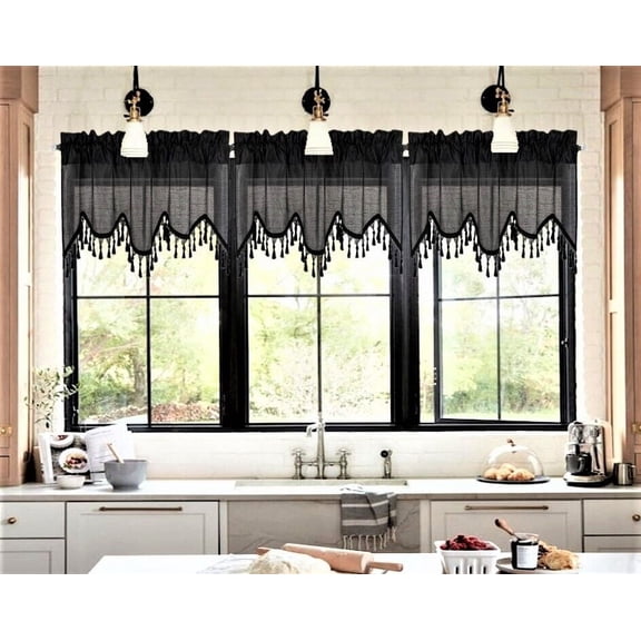 1 Solid Faux Silk Swag Waterfall Ascot Window Valance w/Tassels 55" x18" WAVE