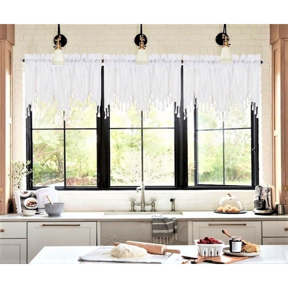 1 Solid Faux Silk Swag Waterfall Ascot Window Valance w/Tassels 55" x18" WAVE