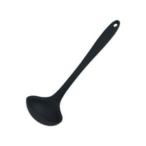 1*Soup Spoon, Small Integrated Silicone Soup Spoon Black, Fdelink Small Integrated Silicone Soup Spoon Non Stick Silicone Soup Spoon Catering Supplies Kitchen Cooking Utensils Spoon