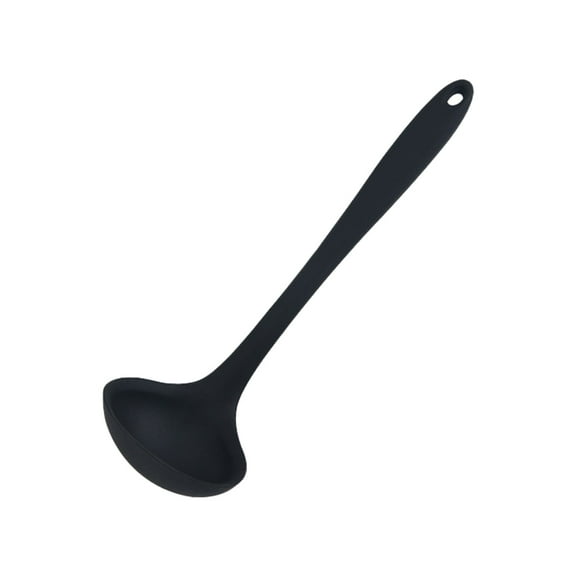 1*Soup Spoon, Small Integrated Silicone Soup Spoon Black, Fdelink Small Integrated Silicone Soup Spoon Non Stick Silicone Soup Spoon Catering Supplies Kitchen Cooking Utensils Spoon