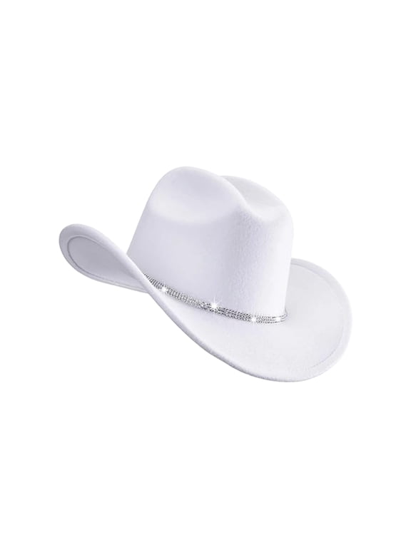 1. Sparkling Rhinestones Cowgirl Hats Adjustable Unisex Lightweight Acrylic Halloween Outdoor Concerts