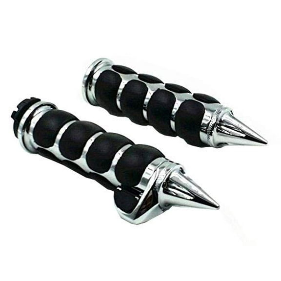 1" Spike 25mm Motorcycle Handlebar Throttle Boss Comfortable Hand Grips For Harley Honda Kawasaki Suzuki Yamaha Motorcycle Cruiser Chopper Custom Touring (Chrome)