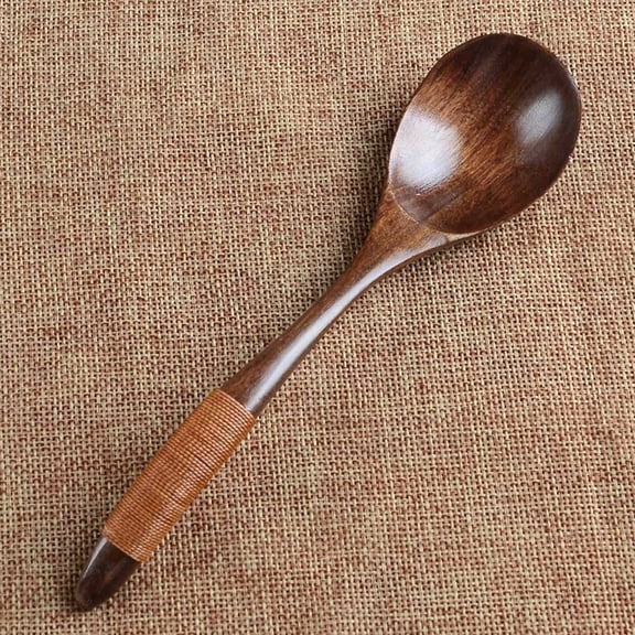 1 Spoon Brown Clearance! Lot Wooden Spoon Bamboo Kitchen Cooking Utensil Tool Soup Teaspoon Catering Tableware