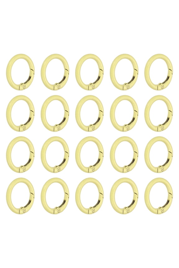 1 in Spring O Ring, 50pcs O Ring Clip Keyring Clip Purse Clips Trigger Buckle Circle Metal Binder Snap Round for Handbags Straps Purse Shoulder Bag Hook Keychain, Light Yellow