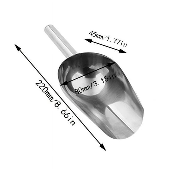 1 Stainless Steel Ice Scoop Ice Scoop, Ice Scoop for Multi-Purpose Use,Stainless Steel Metal Food Scoop Kitchen Restaurant Bar Party Wedding Ice Machine Heavy Duty, Silver