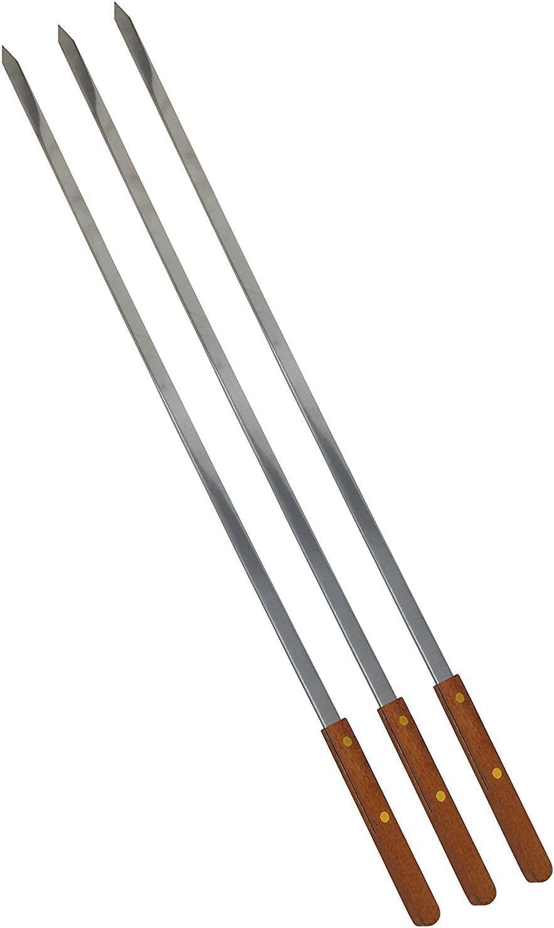 iHcrafts BBQ Skewers, Flat 1/2 Stainless Steel, Wood Handle, 24 Long