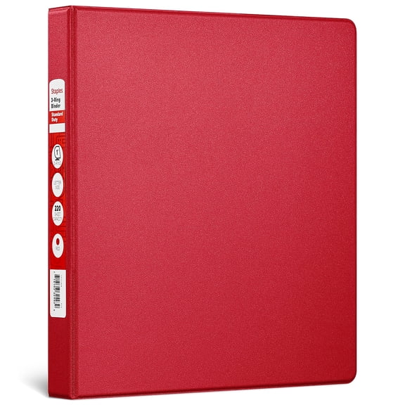 1" Staples Standard Binder with D-Rings Burgundy 976153