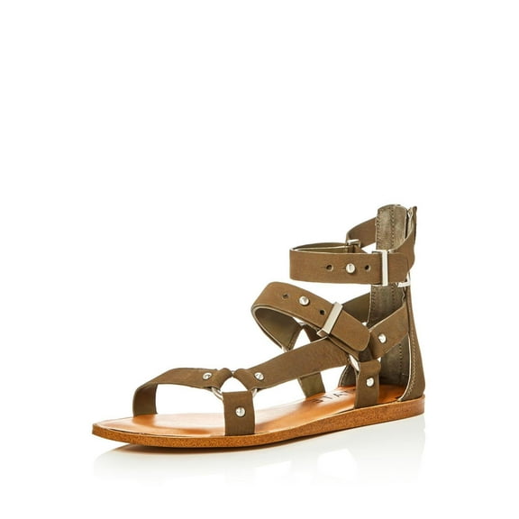 1.State Channdra Grasshopper Green Leather Embellished Flat Buckle Chic Sandals (Green Leather, 6)