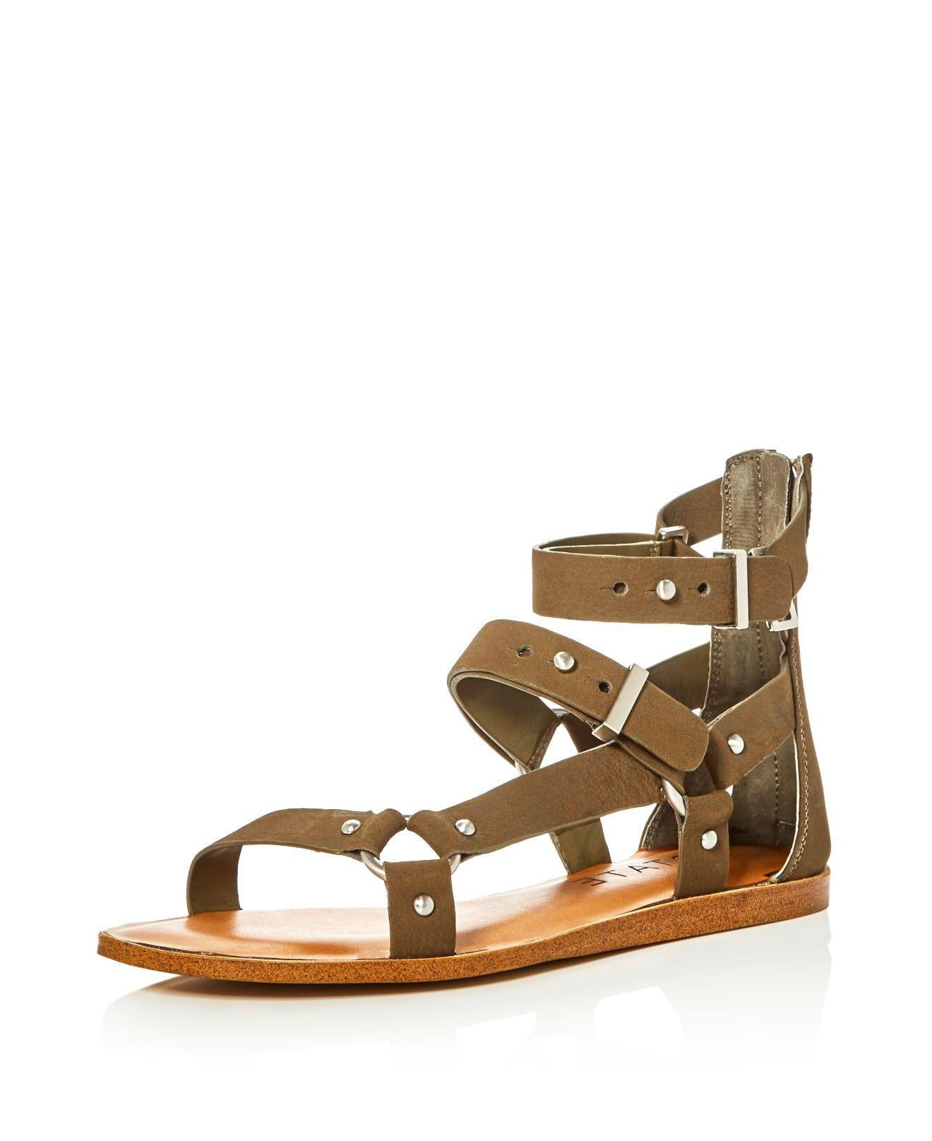 VT One Stud Leather Sandals Green Cowhide 292890