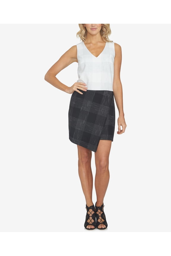 Colorblocked Asymmetrical Shift Dress New Ivory 2