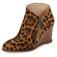 thumbnail image 1 of 1.State Kaleb Wedge Brown Multi Leopard Ankle Bootie Mid Wedge Designer Boots (Brown Multi, 6.5), 1 of 6