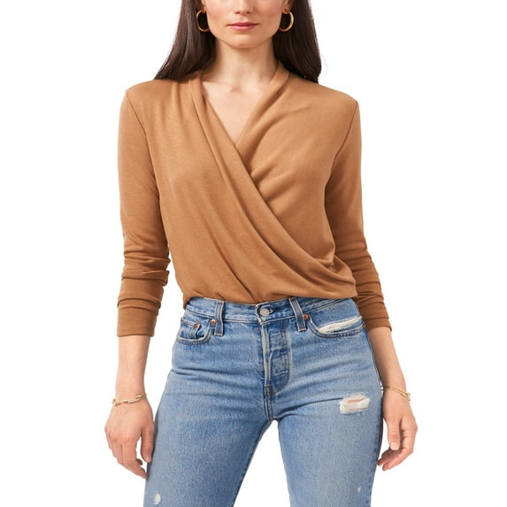 1. State Long Sleeve Cross Front Cozy Knit Top,Womens