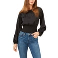 thumbnail image 1 of 1.State Long Sleeve Raglan Smocked Waist Top Rich Black L, 1 of 1