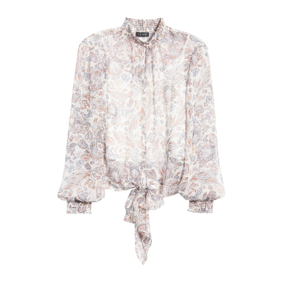 1. State Lyrical Paisley High Neck Long Sleeve Blouse