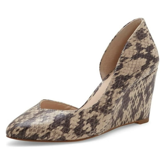 1.State Melman Roccia Wedge Low Heel D'orsay Pointed Toe Low Cut Dress Pumps (Beige, 9.5)