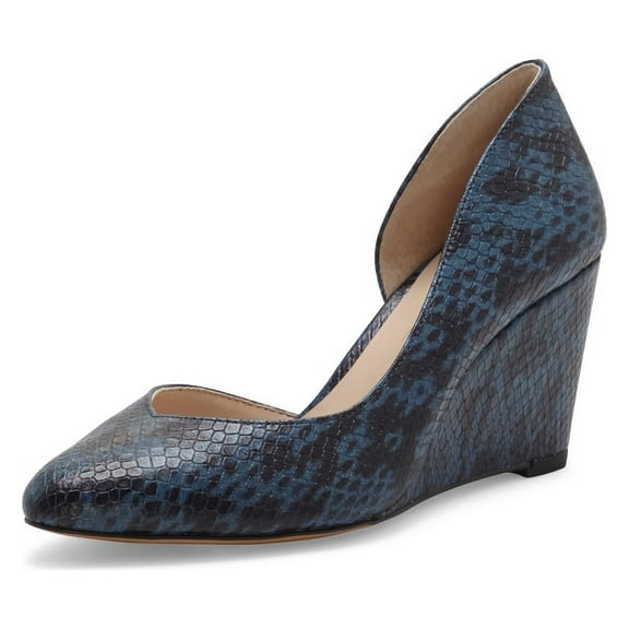 1.State Melman Royale Wedge Low Heel D'orsay Pointed Toe Low Cut Dress Pumps (Blue, 10)