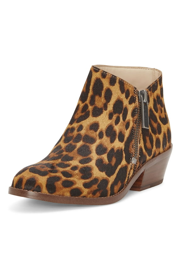 Rosita Leather Boot Brown Multi Leopard Low Cut Designer Ankle Booties (Brown Multi, 6)