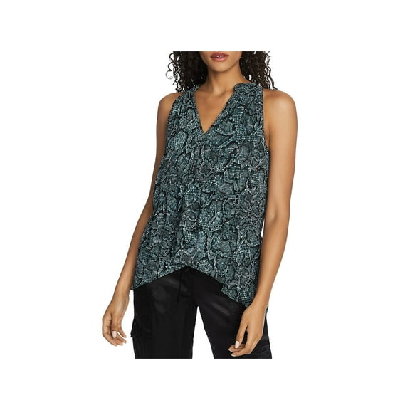 1.State Women's Studded Split-Neck Top (M, Pine Grove)