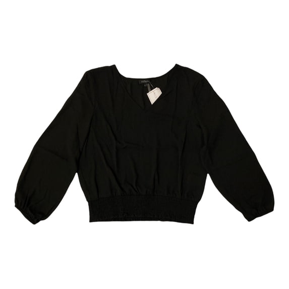 1. State Women's Balloon Sleeve V-Neck Smocked Waist Blouse Top, C2151000 (Rich Black, L)