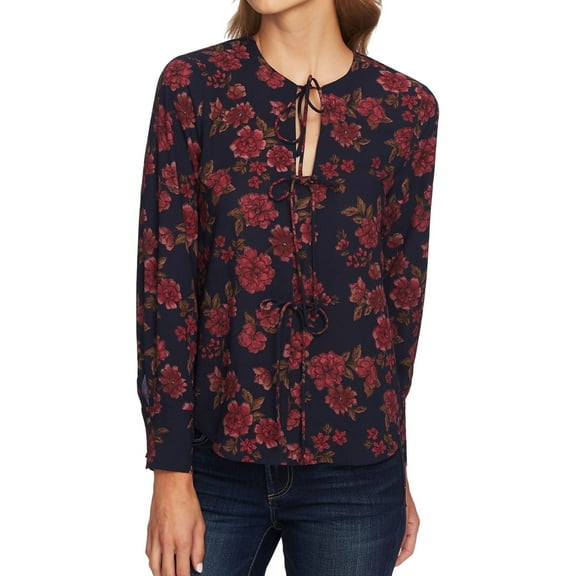 1.STATE Womens Gallant Garden Pullover Blouse, Blue, X-Small