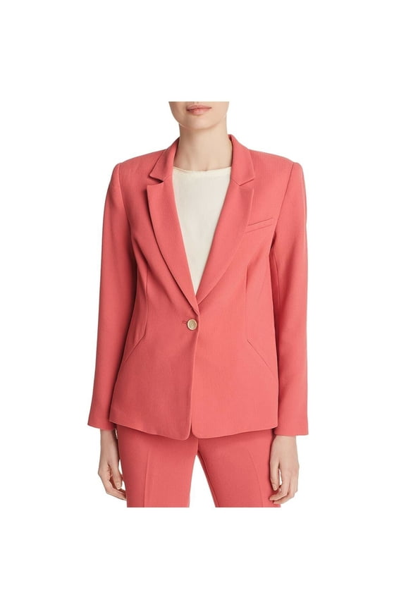 1. State Women's Jacket Coral Textured Notch Collar Blazer Pink 4