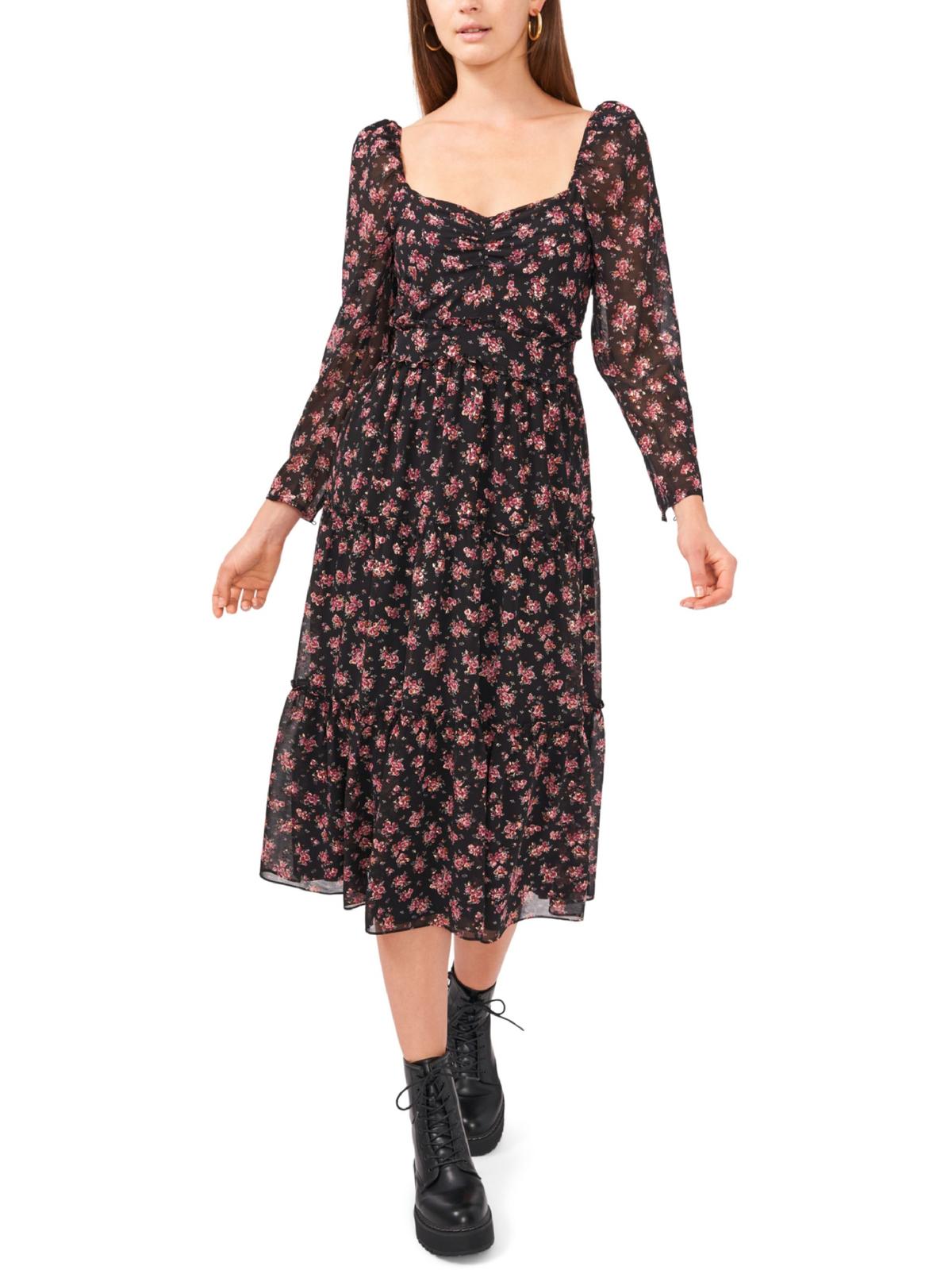 1.State Womens Chiffon Floral Midi Dress - Walmart.com