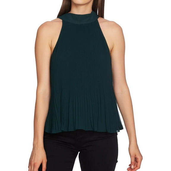 1.STATE Womens Chiffon Halter Blouse Top, Green, X-Large