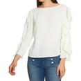 thumbnail image 1 of 1.STATE Womens Ruffled Sleeve Cold Shoulder Blouse, Off-White, Medium, 1 of 2