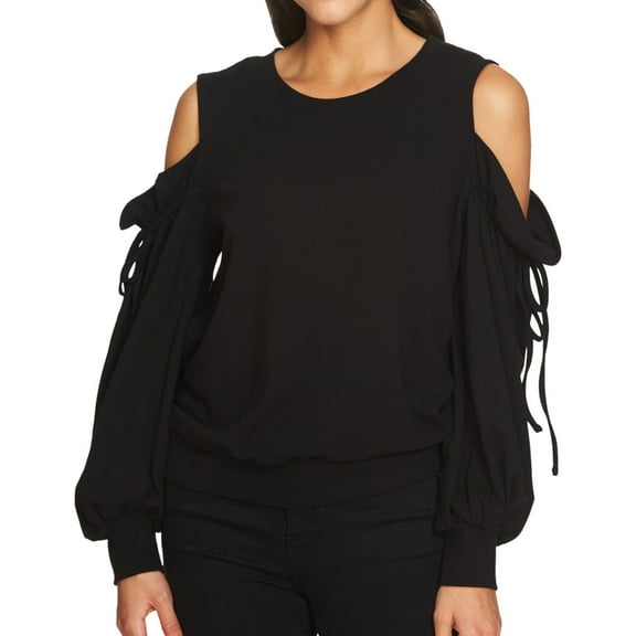 1.State Womens Cold Shoulder Tie Sleeve Sweatshirt