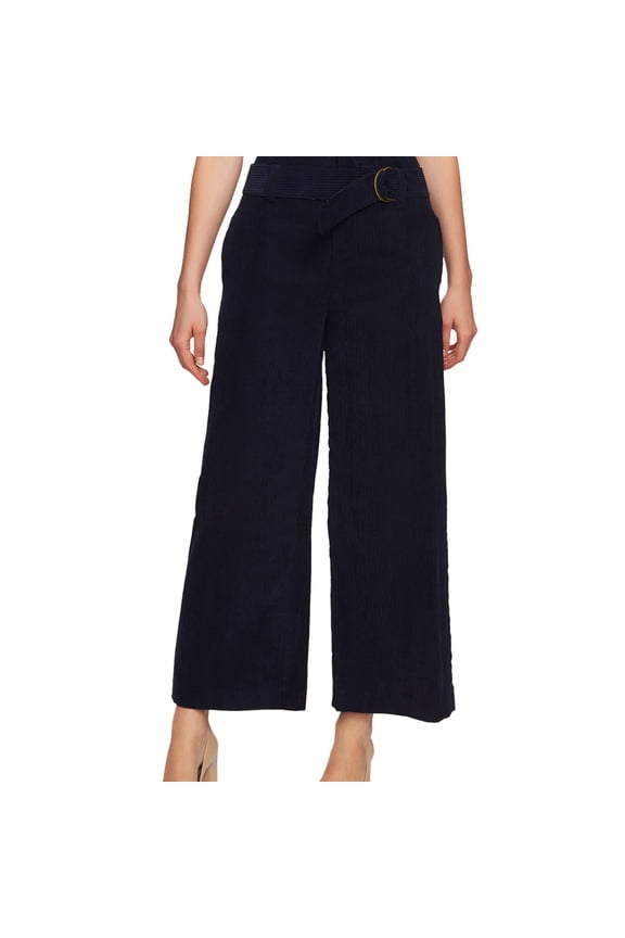 Womens Corduroy Casual Wide Leg Pants, Blue, 4