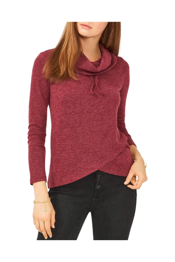 Womens Cowl Neck Drawstring Pullover Sweater